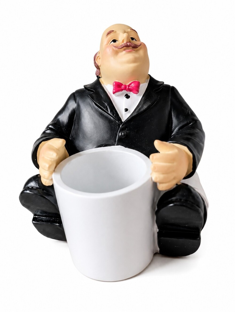 Vintage Butler Waiter Figurine Pen Holder Desk Organizer Resin Office Decor